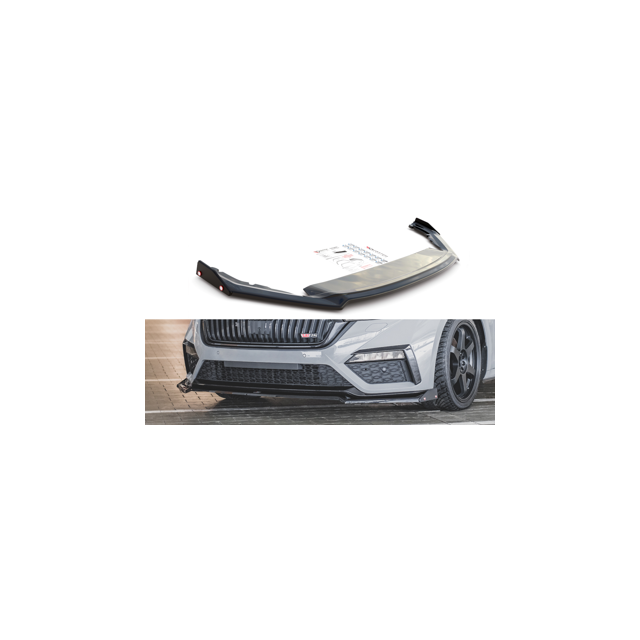 Добавка за предна броня/лип спойлер  V.2 + Добавки Skoda Octavia RS Mk4 - Maxton Design