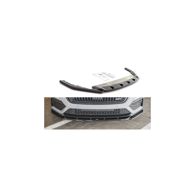 Добавка за предна броня/лип спойлер  V.3 Skoda Octavia RS Mk4 - Maxton Design