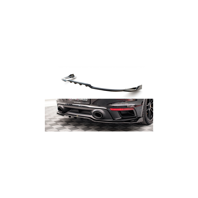 Централна Добавка за задна броня (с вертикални барове) Porsche 911 Turbo S 992 - Maxton Design