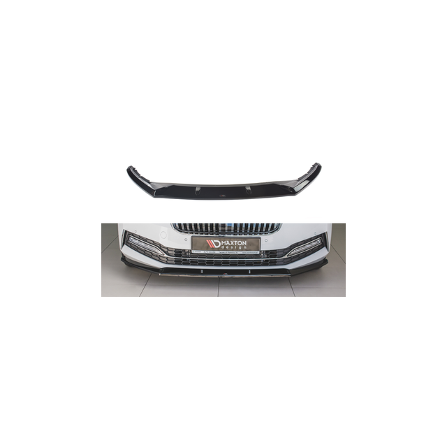 Добавка за предна броня/лип спойлер  V.2 Skoda Superb Mk3 FL - Maxton Design