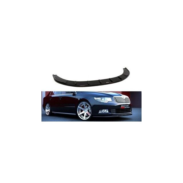 Добавка за предна броня/лип спойлер  Skoda Superb Mk2 (за спортен спойлер на предна броня) - Maxton Design