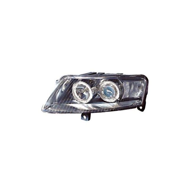Кристални фарове с лупи и Angel eyes Audi A6 Хром 2004-2008г.