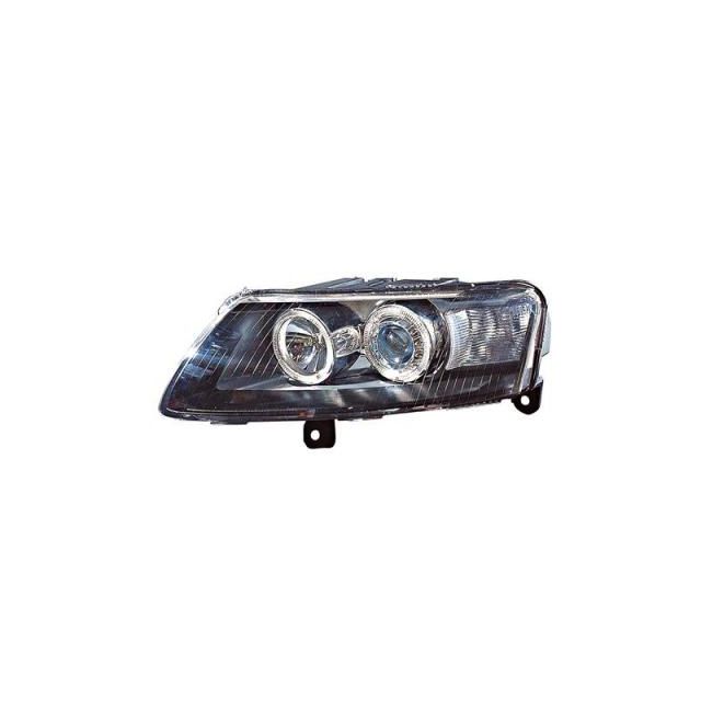Кристални фарове с лупи и Angel eyes Audi A6 Черни 2004-2008г.