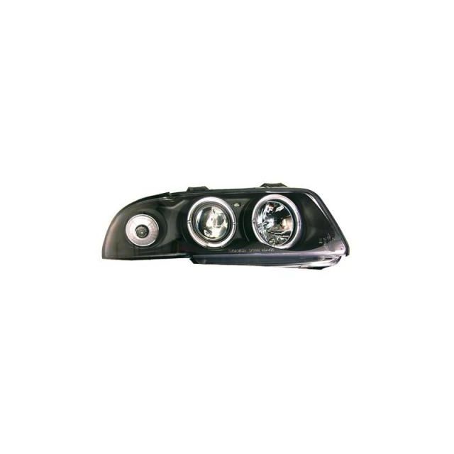 Кристални фарове с лупи и Angel eyes Audi A4 1999-2000г. Черни