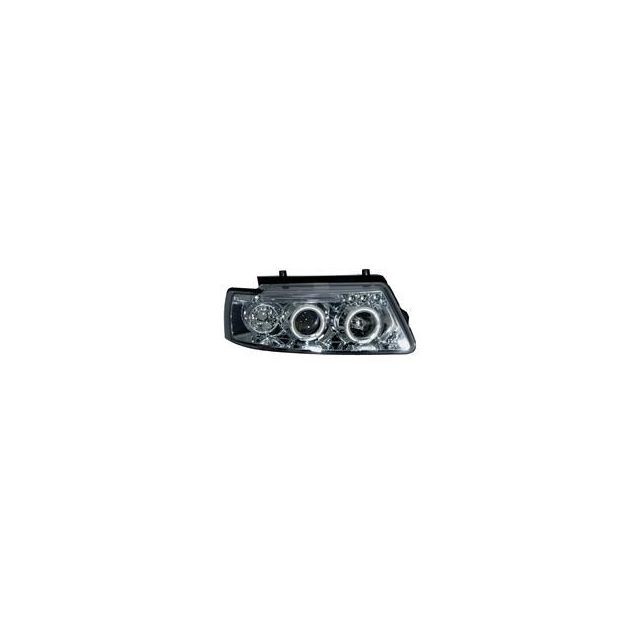 Кристални фарове с лупи и Angel eyes Passat B5 1994-1999г.Хромирани Вариант 2