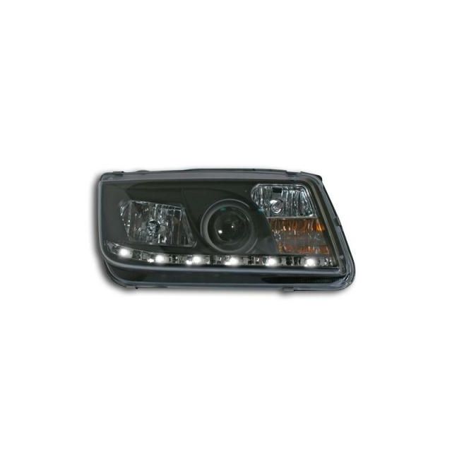 Кристални фарове с лупи и Angel eyes Vw Bora Черни „Devil Eyes“