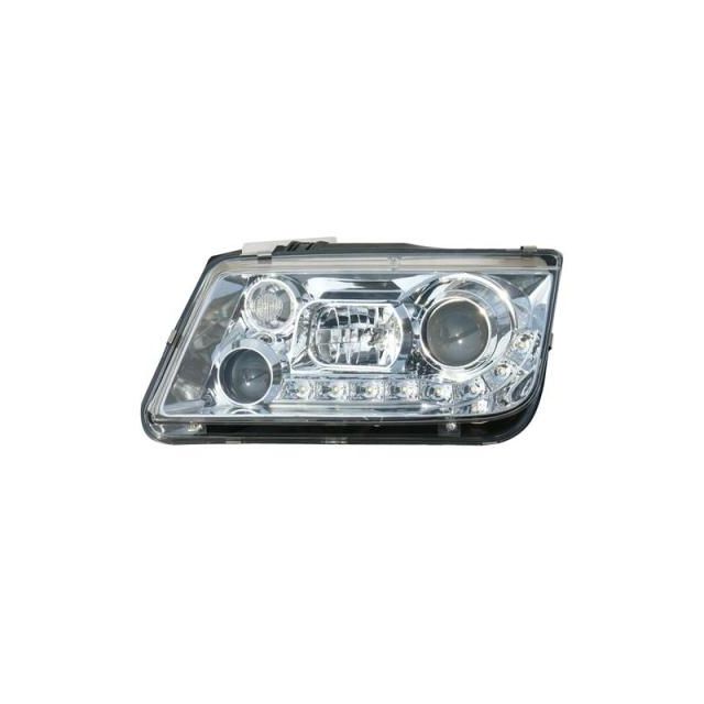 Кристални фарове с лупи и Angel eyes Vw Bora хром Вариант 2 „Devil Eyes“