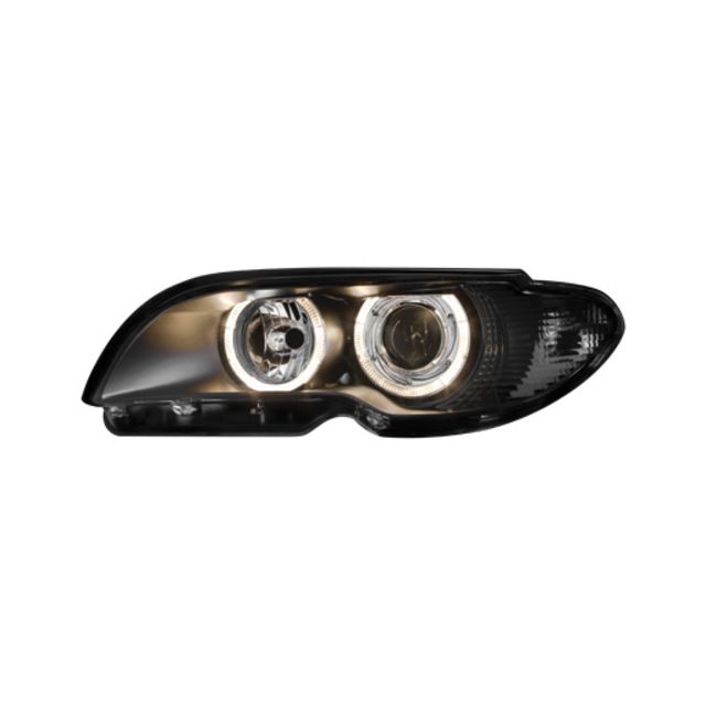 Кристални фарове с лупи и Angel eyes BMW E46 Черни Coupe/Cabrio 2003-2005г.