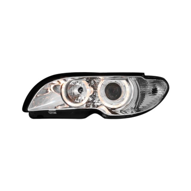 Кристални фарове с лупи и Angel eyes BMW E46 Хромирани Coupe/Cabrio 2003-2005г.