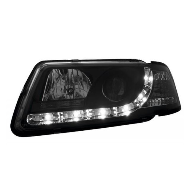 Кристални фарове с лупи и Angel eyes Audi A4 1994-1998г. Черни "Devil Eyes"