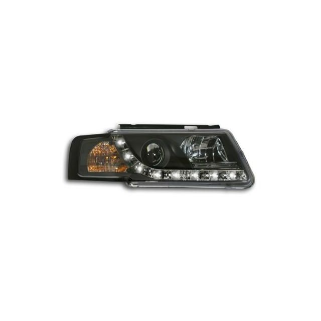 Кристални фарове с лупи и Angel eyes Passat B5 Черни „Devil Eyes“