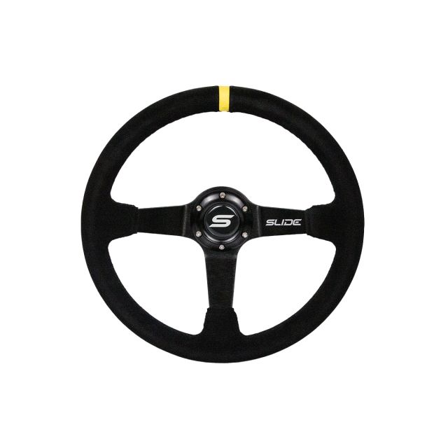 Спортен волан SLIDE 350mm /изнасяне:90mm - Алкантара с жълто