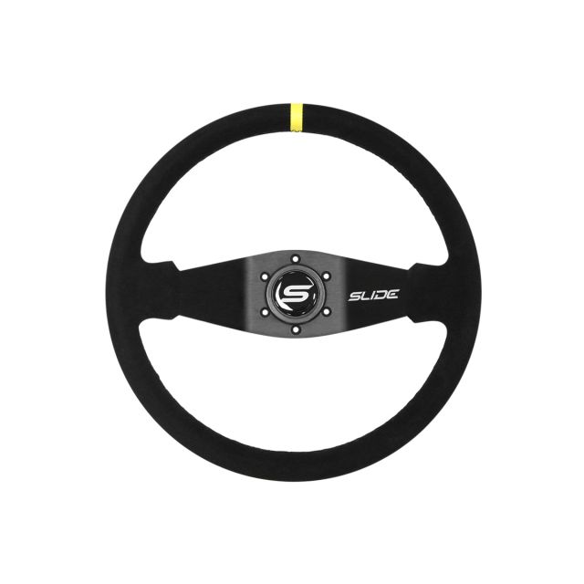 Спортен волан SLIDE 350mm /изнасяне:90mm - Алкантара с жълта лента