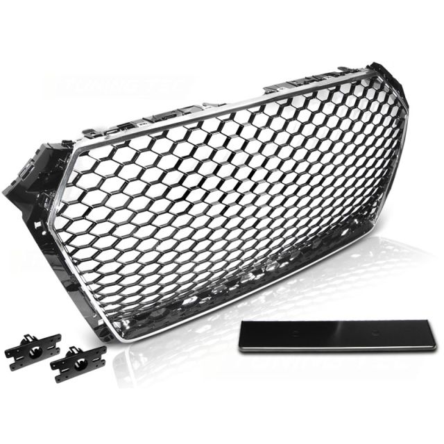 Хромирана решетка черни fit AUDI A4 B9 15-19