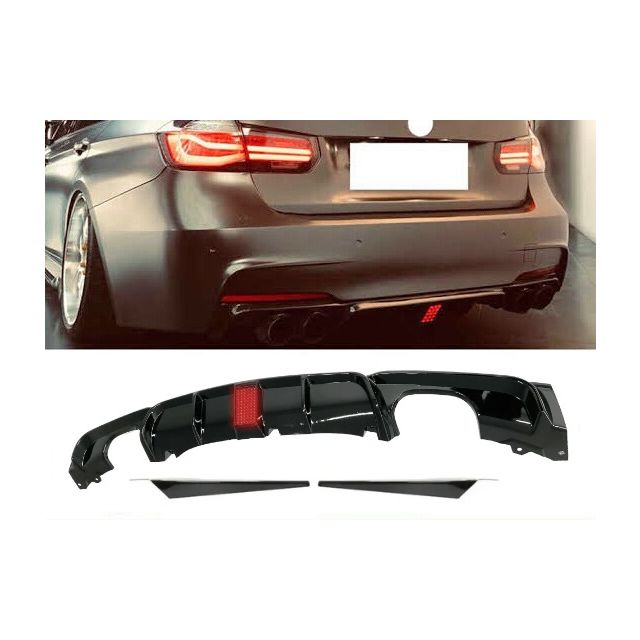 F1 дифузьор + добавки за BMW F30/F31 - за двоен накрайник двустранно