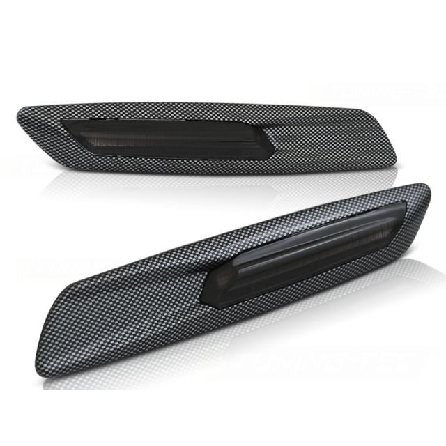 Опушени LED странични мигачи CARBON F10 за BMW E60/ E90/ E92/ E82