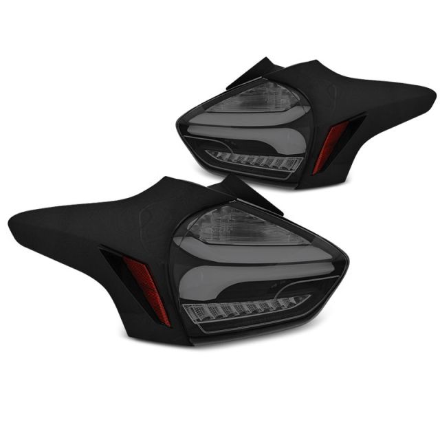 Стопове за FORD FOCUS 3 15-18 HATCHBACK Черни опушени SEQ LED