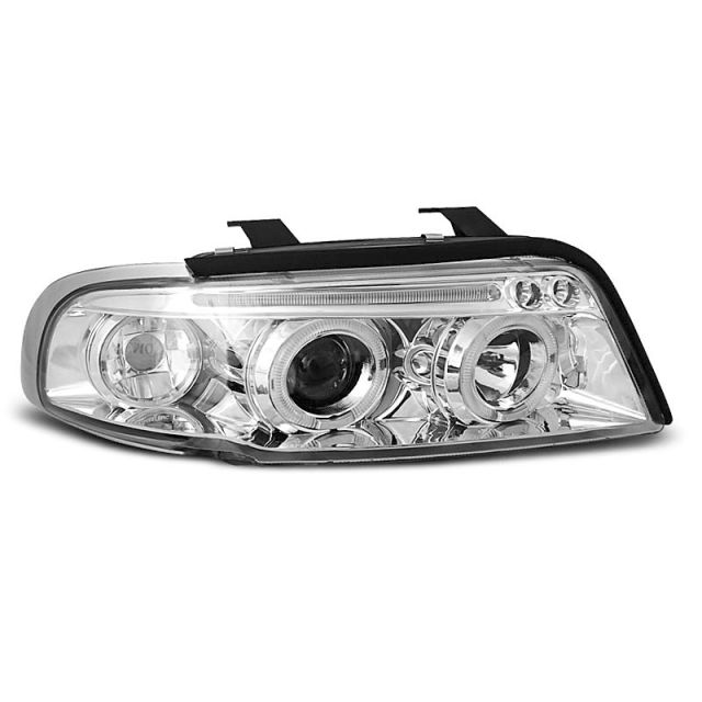 Фарове  с ангелски очи хром за AUDI A4 11.94-12.98