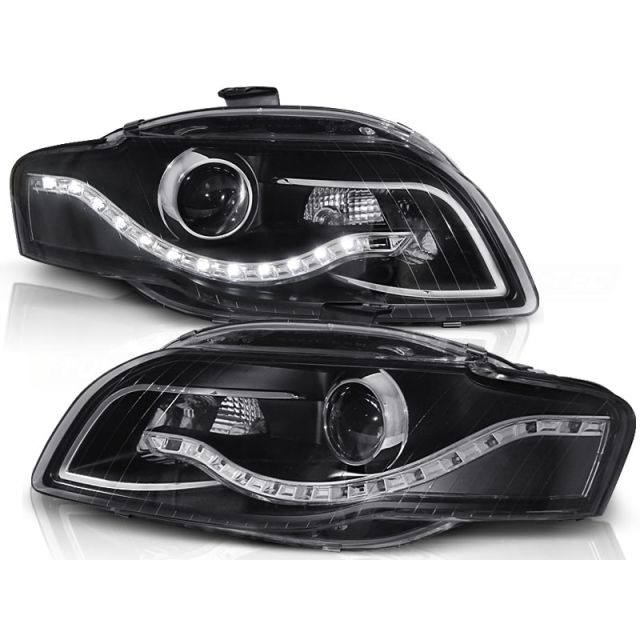Фарове DAYLIGHT черни за AUDI A4 B7 11.04-03.08