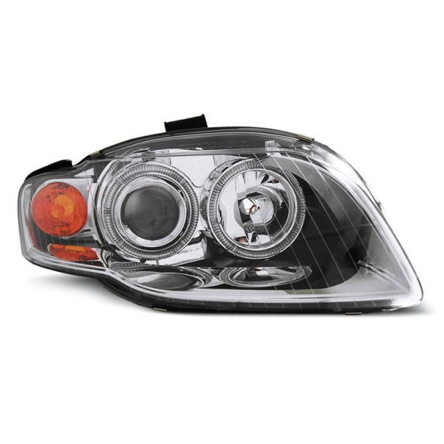 Фарове  с ангелски очи хром за AUDI A4 B7 11.04-03.08