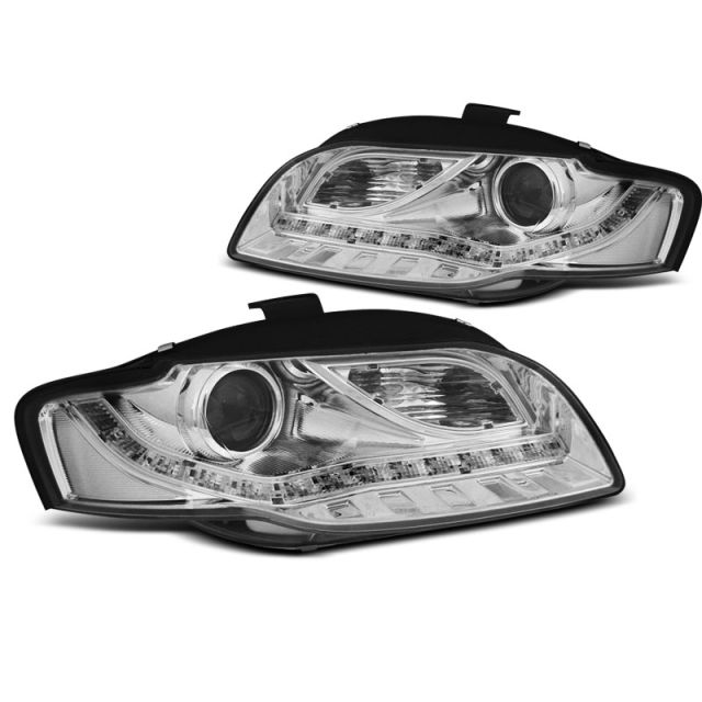 Фарове  с дневни светлини хром за AUDI A4 B7 11.04-03.08