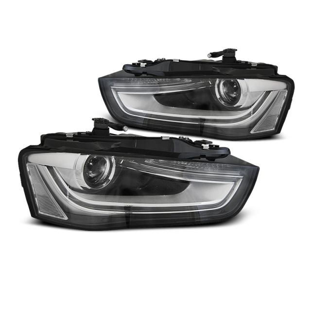 Фарове  TRUE DRL Черни за AUDI A4 B8 12-15