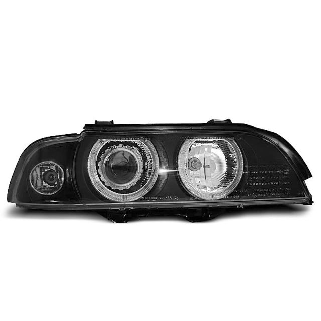 Фарове  с ангелски очи Черни за BMW E39 09.95-06.03