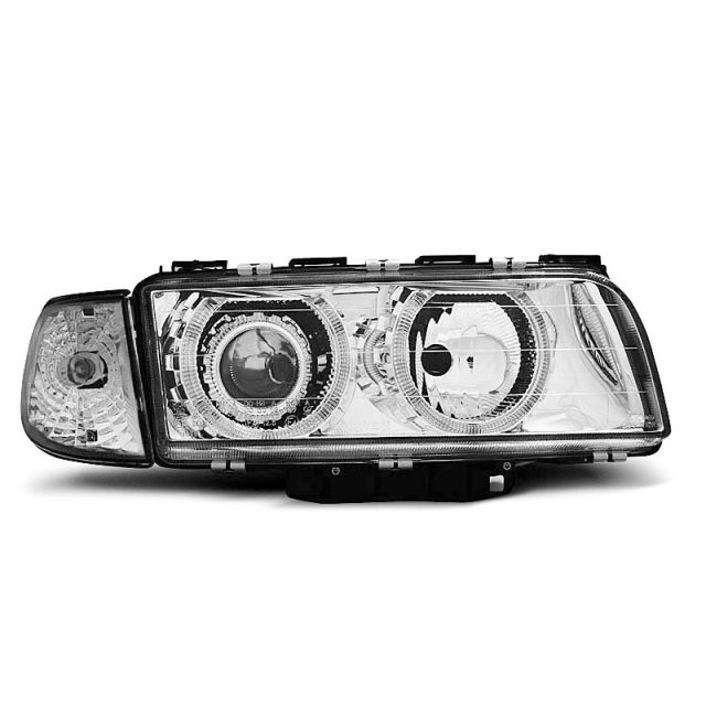 Фарове с ангелски очи хром за BMW E38 06.94-08.98