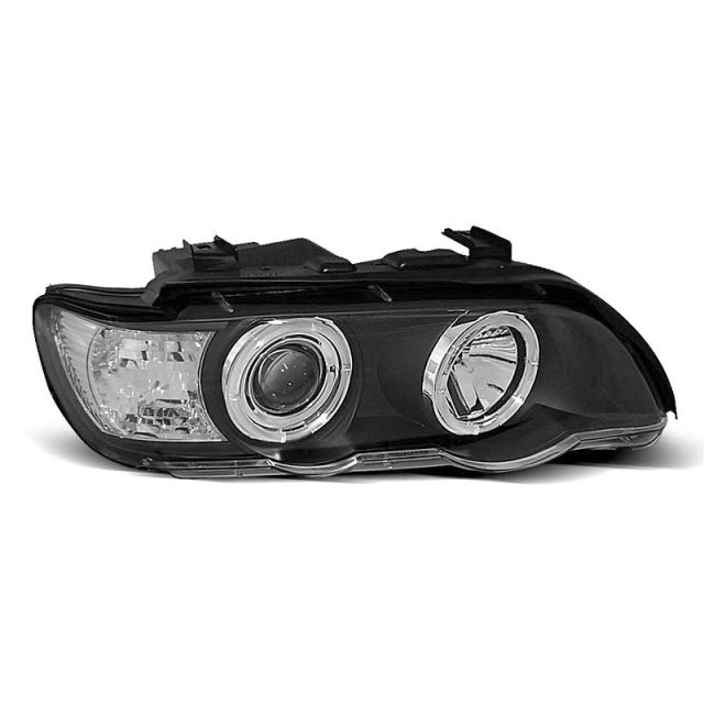 Фарове  с ангелски очи Черни за BMW X5 E53 09.99-10.03