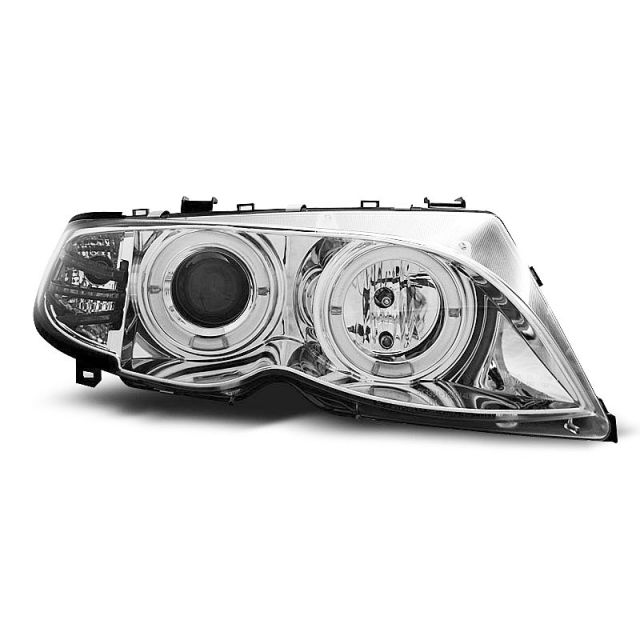 Фарове  с ангелски очи хром за BMW E46 09.01-03.05