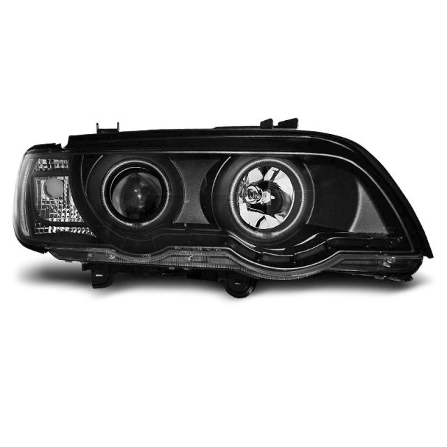 XENON Фарове  с ангелски очи Черни за BMW X5 E53 09.99-10.03