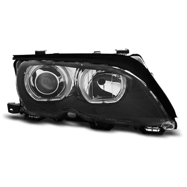 Фарове  с ангелски очи LED Черни за BMW E46 09.01-03.05