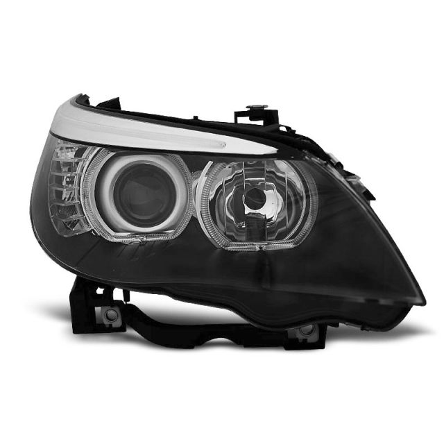 Фарове  с ангелски очи LED Черни за BMW E60/E61 03-07