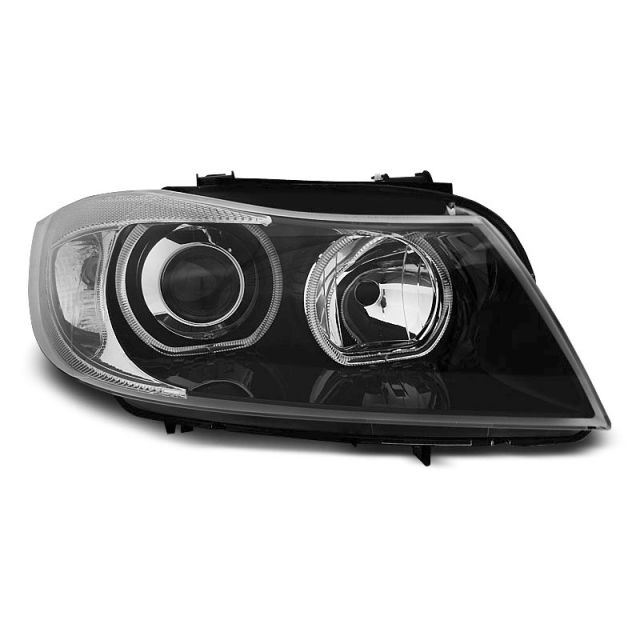 Фарове с ангелски очи LED Черни за BMW E90/E91 03.05-11