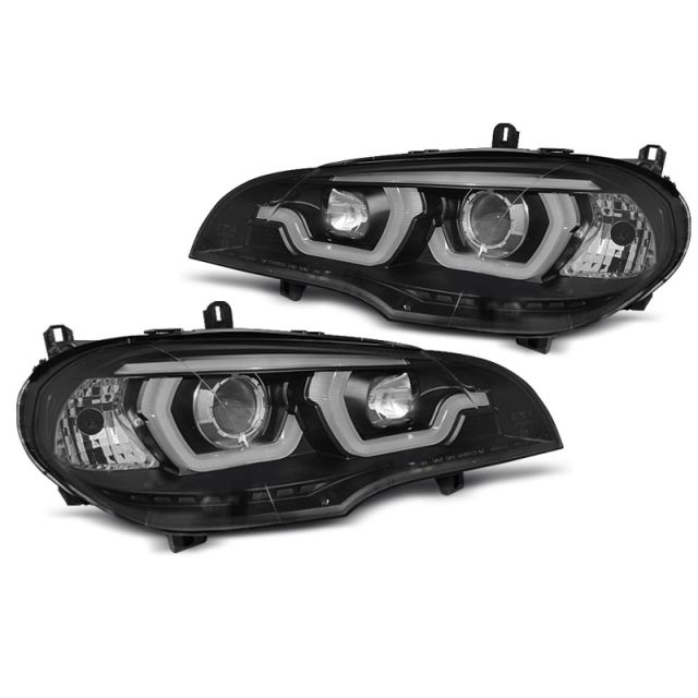 Фарове  TUBE LIGHT DRL Черни за BMW X5 E70 07-13