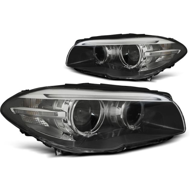 XENON Фарове  с ангелски очи LED DRL Черни за BMW F10 F11 10-07.13