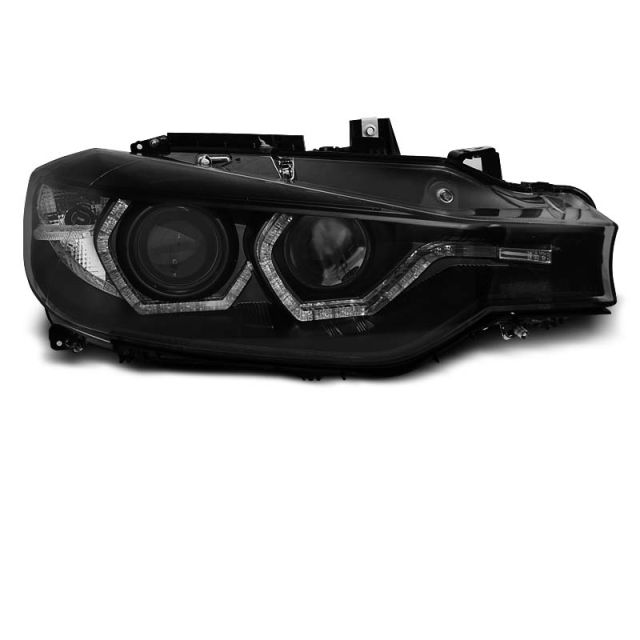 Фарове  с ангелски очи LED DRL Черни за BMW F30/F31 10.11 - 05.15
