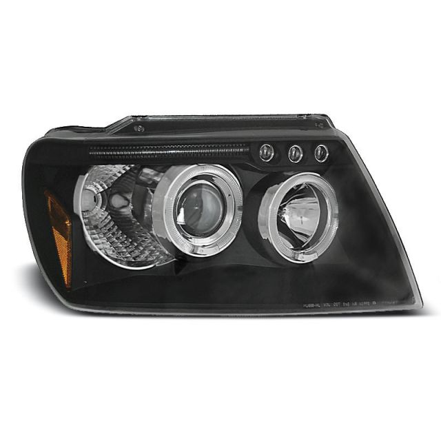 Фарове за CHRYSLER JEEP GRAND CHEROKEE 99-05.05 с ангелски очи Черни