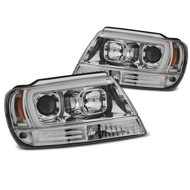 Фарове за CHRYSLER JEEP GRAND CHEROKEE 99-05.05 TUBE LIGHT хром