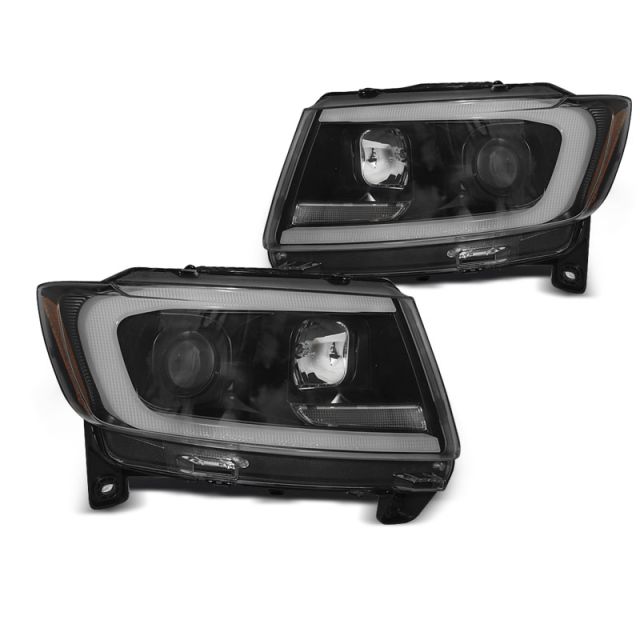Фарове за CHRYSLER JEEP GRAND CHEROKEE 11-13 Черни TUBE LIGHT SEQ