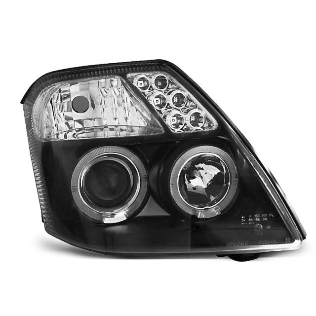 Фарове за CITROEN C2 09.03-10 с ангелски очи Черни