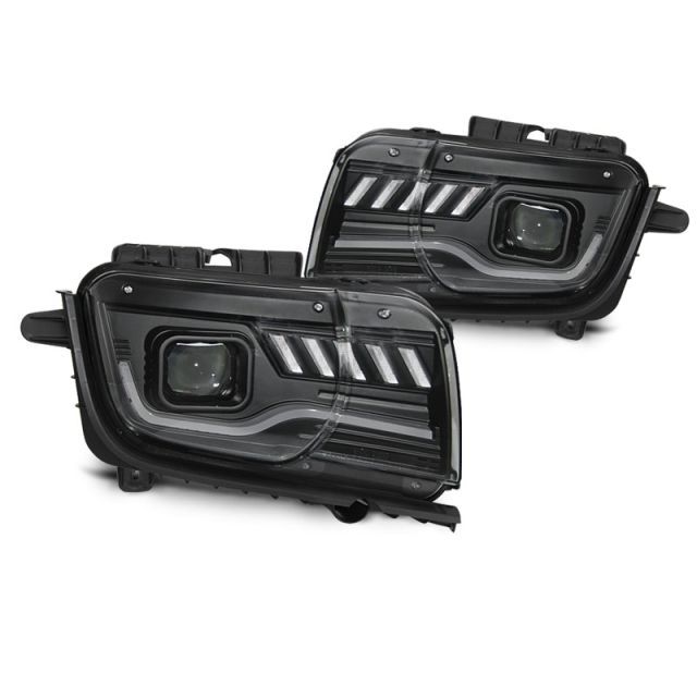 Фарове за CHEVROLET CAMARO 09-13 TUBE LIGHT SEQ Черни