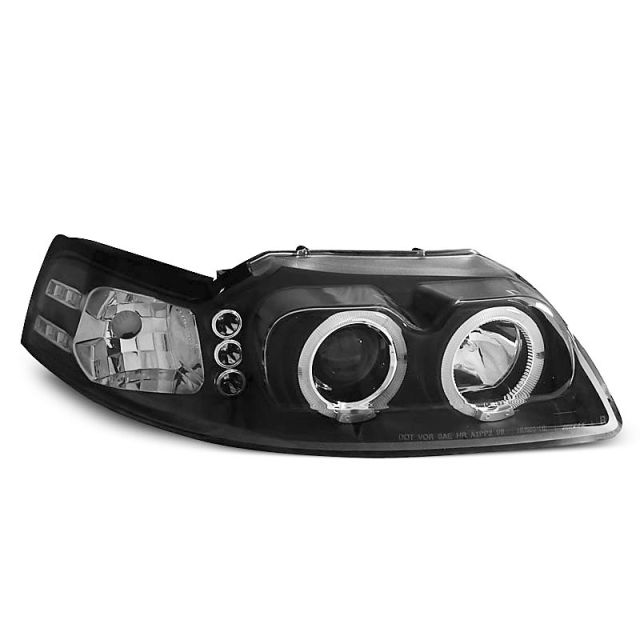 Фарове за FORD MUSTANG 98-04 с ангелски очи Черни