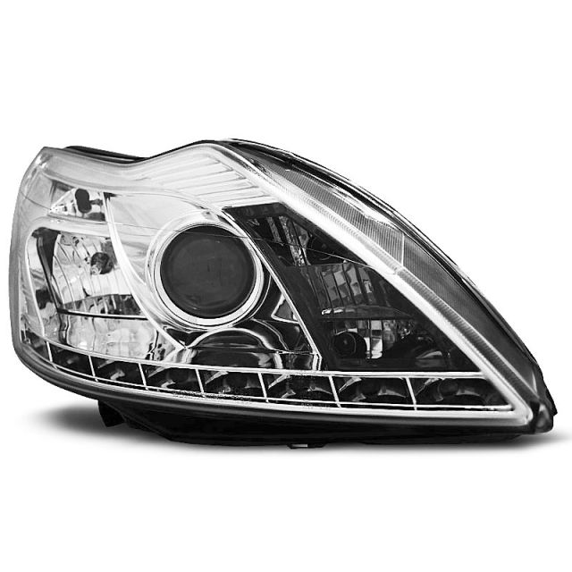 Фарове за FORD FOCUS II 02.08-10 с дневни светлини хром