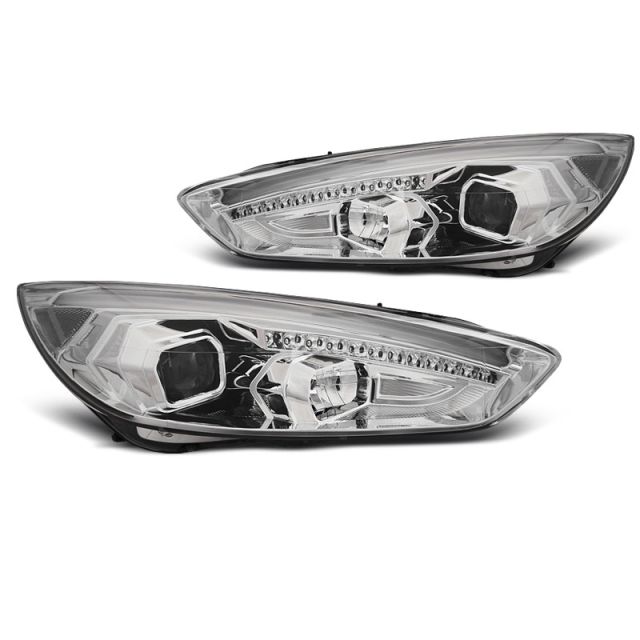 Фарове за FORD FOCUS MK3 15-18 хром DRL LED