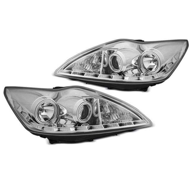Фарове за FORD FOCUS II 02.08-10 с ангелски очи CCFL хром