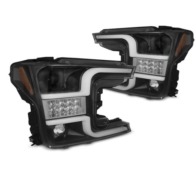 Фарове  TUBE LIGHT Черни за FORD F150 MK13 17-20