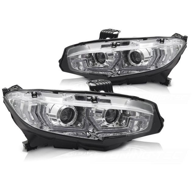 Фарове Хром DRL с динамична светлина за HONDA CIVIC X 16-21