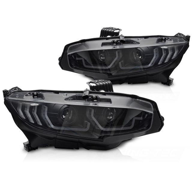 Фарове черни DRL с динамична светлина за HONDA CIVIC X 16-21