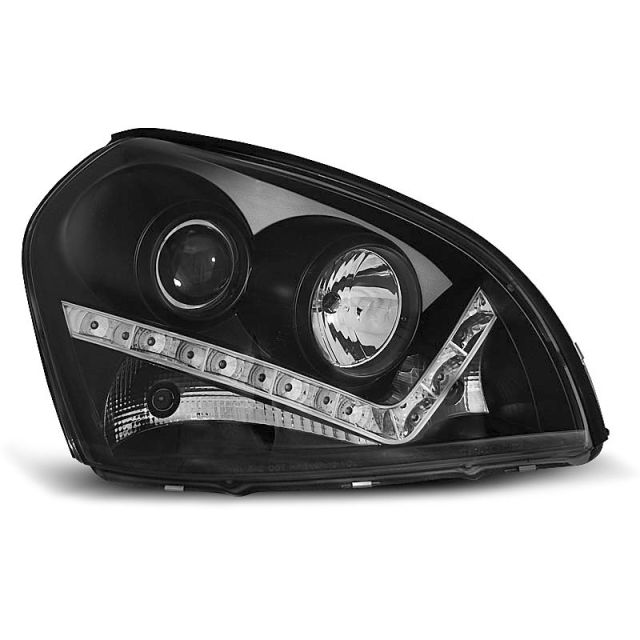 Фарове за HYUNDAI TUCSON 07.04-10 с дневни светлини Черни